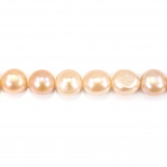 Freshwater cultured pearls, salmon, baroque button, 11-12mm x 40cm