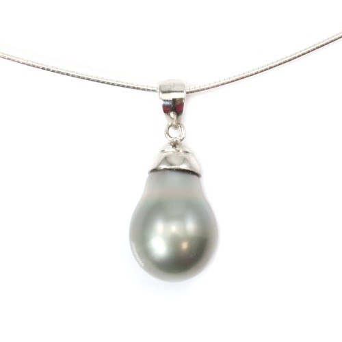 Ciondolo Perle coltivate di Tahiti in argento 925 12x19mm x 1pc