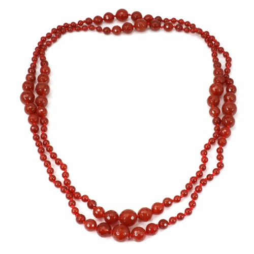 Long necklace red agate x 140 cm
