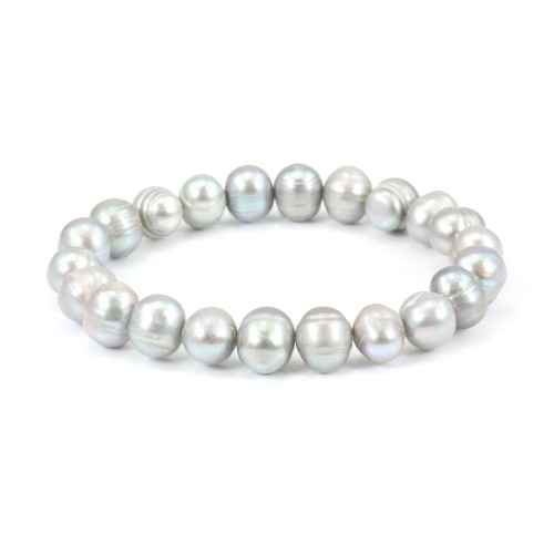 Grey freshwater cultured pearl bracelet - Elastic x 1pc