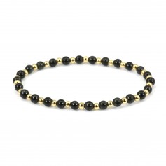 Bracelet Obsidian 4mm with golden pearl x 1pc