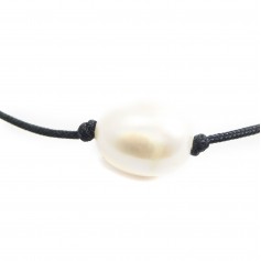 Pulsera de perlas cultivadas de agua dulce blancas - Cordón ajustable x 1pc