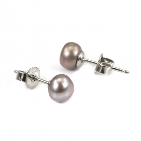 Earring silver925 freshwater pearl 6mm x 2pcs
