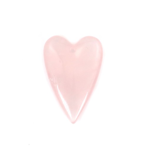 Pingente Coração de Quartzo Rosa 20x30mm x 1pc
