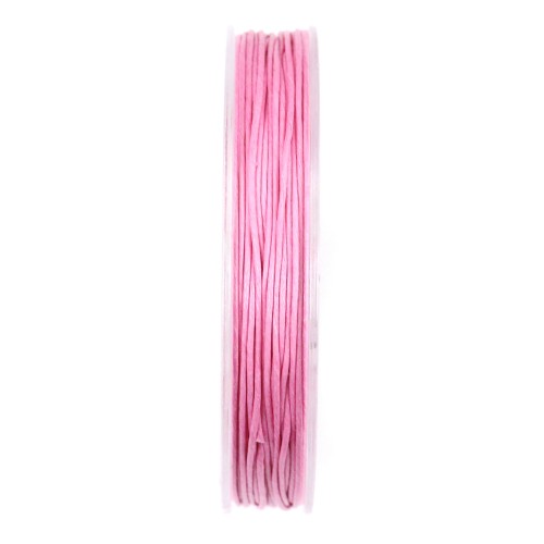 Cordón de algodón encerado rosa de 0,8 mm x 20 m