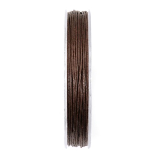 Cordón de algodón encerado marrón oscuro de 0,8 mm x 20 m