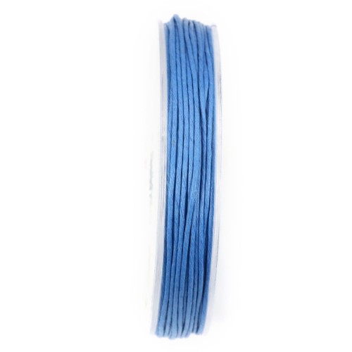 Cordón de algodón encerado azul de 0,8 mm x 20 m