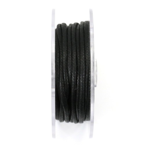 Cordón de algodón encerado negro de 2,0 mm x 5 m