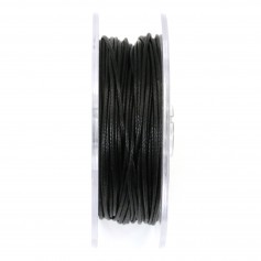 Cordón de algodón encerado negro 1mm x 20m