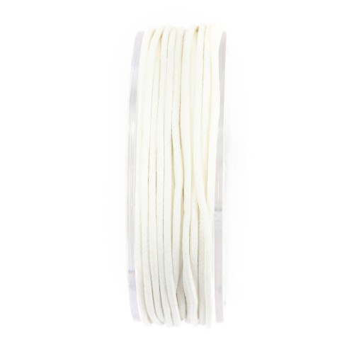 Cordón de algodón encerado blanco de 2,0 mm x 5 m