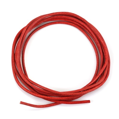 Red Leather cord rounded goatskin 1.3mm x 1m