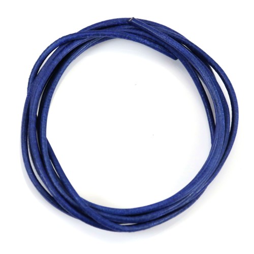 dark blue Leather cord rounded goatskin 1.3mmx 1m
