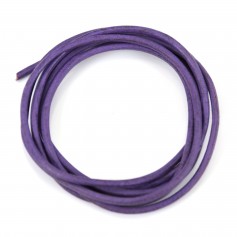 Leather cord rounded cowhide lilac 2mm x 1m