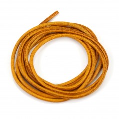 Leather cord rounded cowhide yellow 2mm x 1m