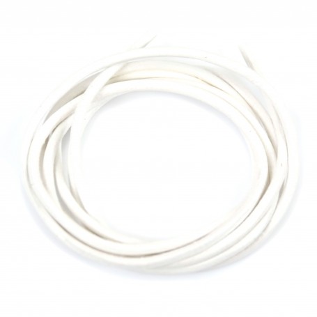 Leather cord rounded cowhide white 2mm x 1m