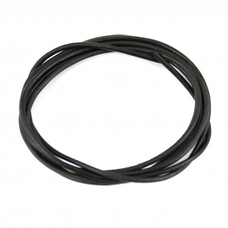 Leather cord rounded cowhide black 2mm x 1m
