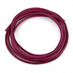 Fuschia Leather cord rounded goatskin 1.3mmx 1m