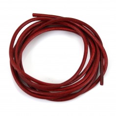 Leather cord rounded cowhide red 2mm x 1m