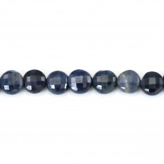 Sapphire, in round flat faceted shape, 4mm x 6pcs