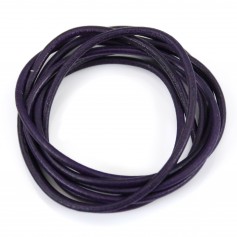 Leather cord rounded cowhide purple 2mm x 1m