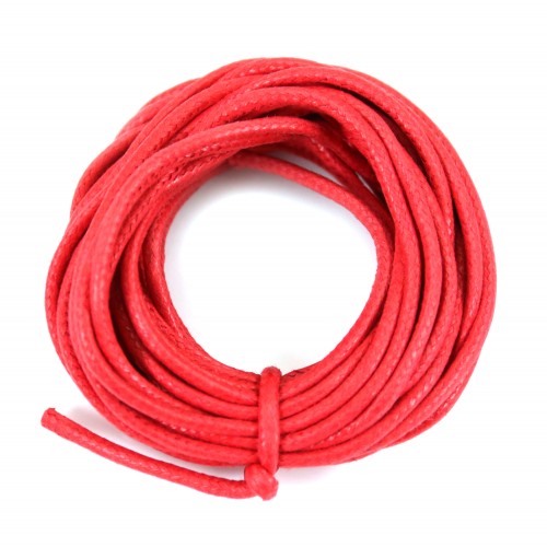 Cordón de algodón encerado rojo de 2,5 mm x 5 m