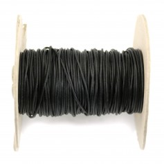 Black rounded buffalo leather cord 2mm x 1m