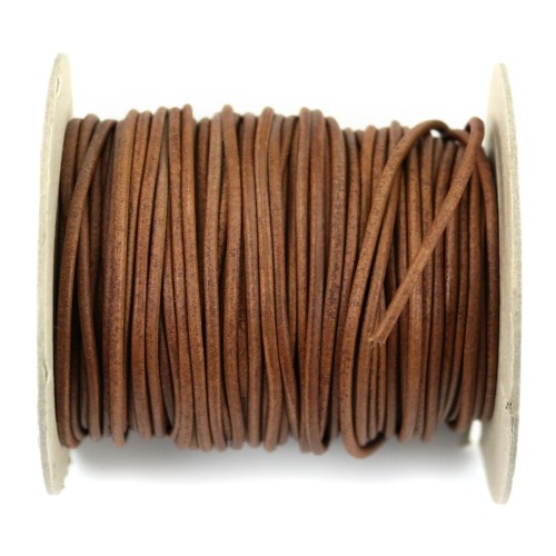 Brown rounded buffalo leather cord 2mm x 1m