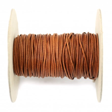 Brown rounded buffalo leather cord 1.6mm x 1m