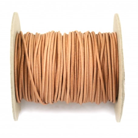 Natural rounded buffalo leather cord 2mm x 1m