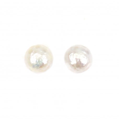 Freshwater cultured pearl, white, round mosaic, 9-10mm x 1pc