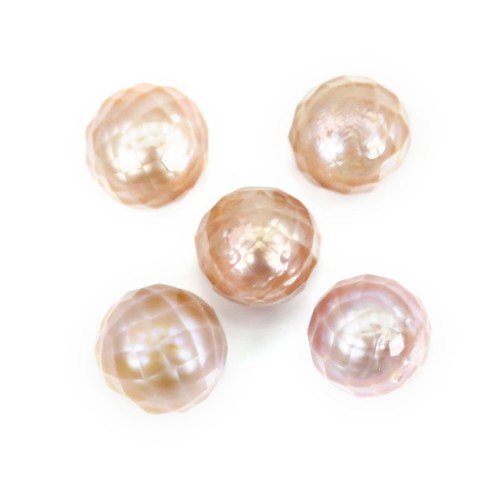 Perle de culture d'eau douce, mauve, ronde mosaïque, 9-10mm x 1pc