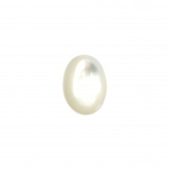 White oval mother-of-pearl cabochon 4x6mm x 2pcs