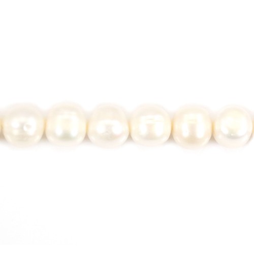 Perlas cultivadas de agua dulce, blancas, ovaladas, 10-11mm x 40cm