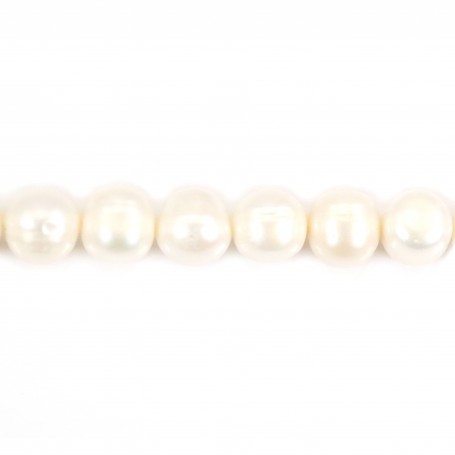Perles de culture d'eau douce blanche 9-10mm x 39cm