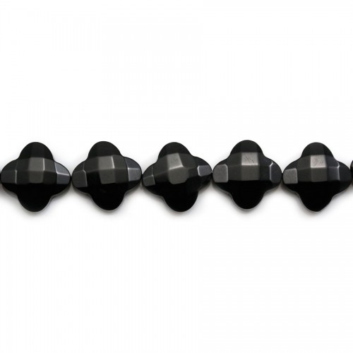 Onix negro trébol facetado 10mm x 1pc