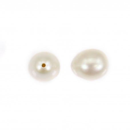 Perle de culture d'eau douce, semi-percé, blanche, goutte, 6-7mm x 1pc