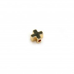 Intercalary in the shape of a cross, plated by "flash" gold on brass, 6mm x 10pcs