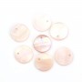 Pink round flat mother-of pearl 12mm x 2pcs