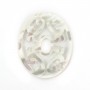White oval mother-of-pearl with openwork 24x30mm x 1pc