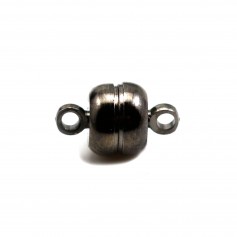 Magnetic round and flat clasps, in black metal, 7x12mm x 10pcs