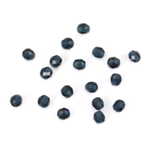 Saphir bleu foncé synthétique, de forme ronde facetté, 2mm x 10pcs