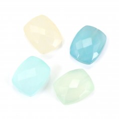 Rectangular tinted chalcedony faceted 8x10mm x 1pc