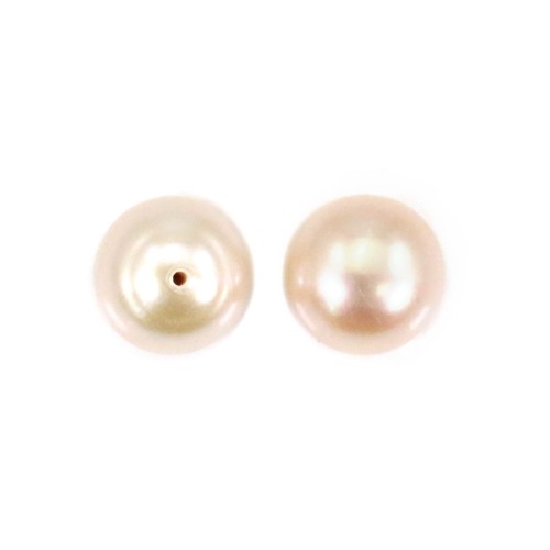 Perla cultivada de agua dulce, semiperforada blanca, redonda, 10-11mm x 1ud