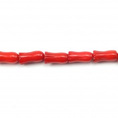Red colored tulips sea bamboo 4x8mm x 10pcs