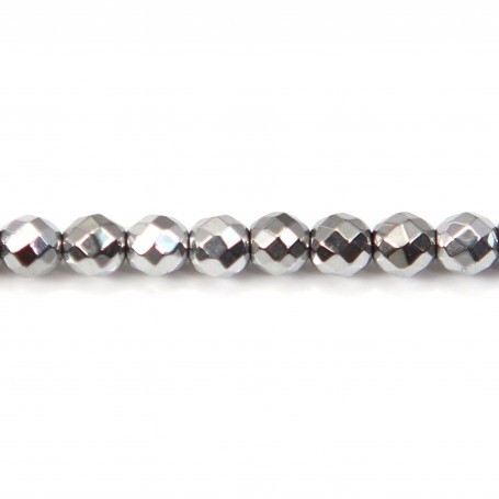 Hematite silvery round faceted 2mm x 10 pcs
