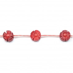Red colored flower sea bamboo 12mm x 1pc 