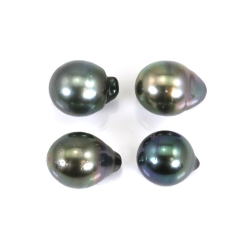 Perle de culture de Tahiti, semi-ronde, 10-11mm x 4pcs