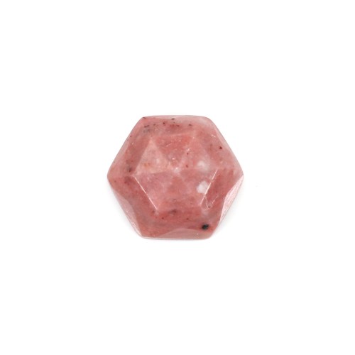 Rhodonite faceted hexagon cabochon 10mm x 1pc
