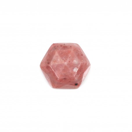 Cabochon Rhodonite hexagone facetté 10mm x 1pc