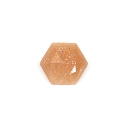 Cabochon Gemstone sun faceted hexagon 10mm x 1pc